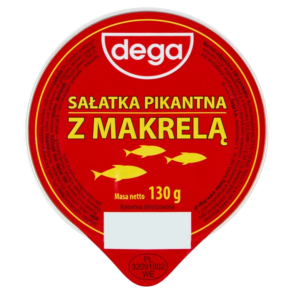 DEGA Salatka pikantna z makrela. 24,54 zl/kg